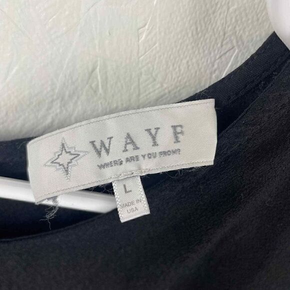 WAYF Nordstrom Black Long Sleeve Staple Dress Sz Large 100% Viscose Made in USA - Picture 3 of 8